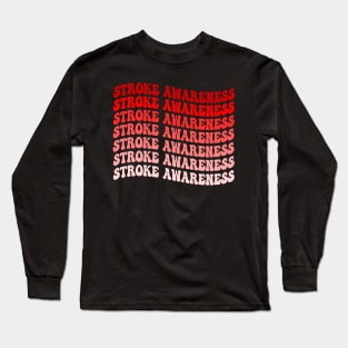 Funny Red Ribbon Brain Attack Awareness Stroke Awareness T-shirt Long Sleeve T-Shirt